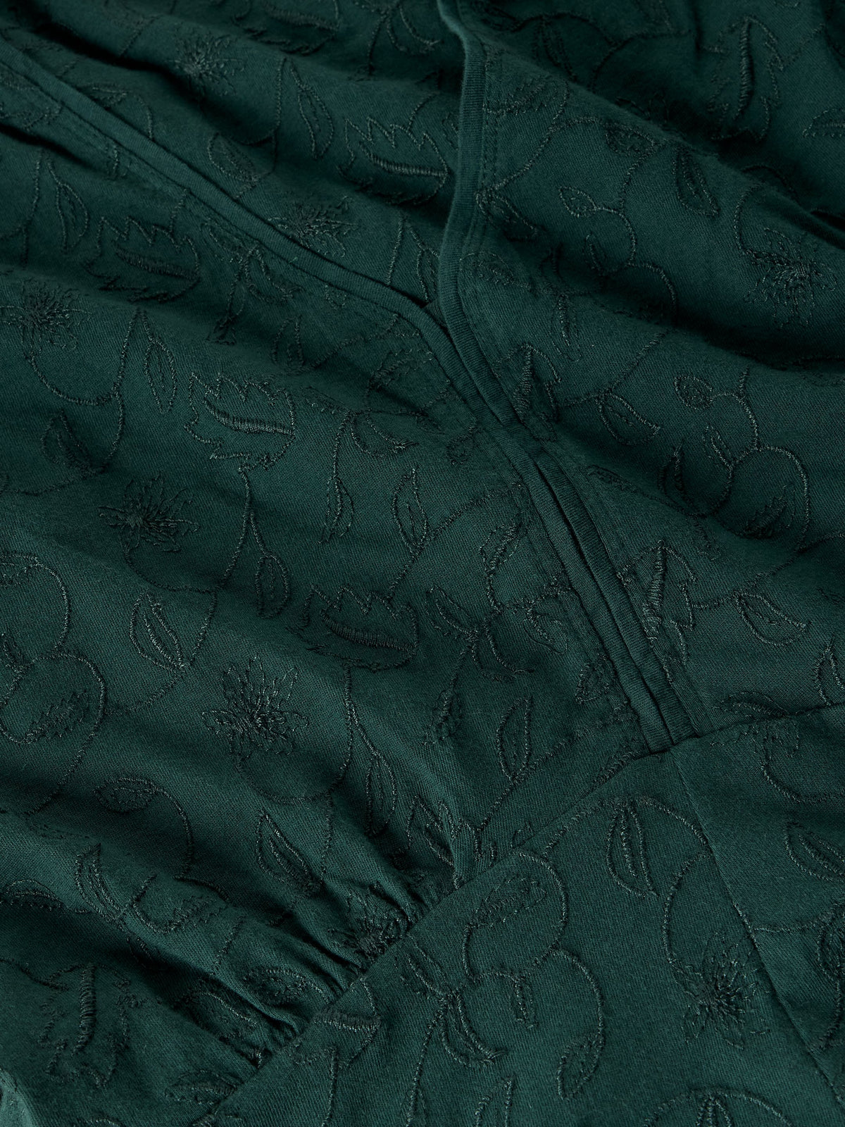 Megan Embroidered Jersey Dress - DARK GREEN