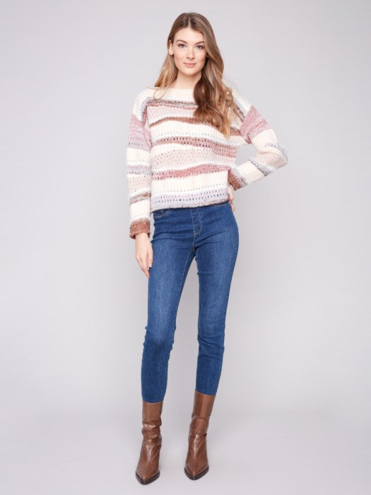 Long Sleeve Patchwork Sweater Knit