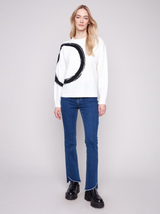 Placed Jacquard Crew Neck Sweater