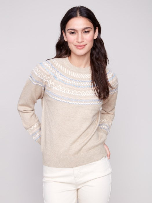 Raglan Long Sleeves Jacquard Sweater