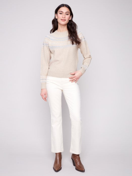 Raglan Long Sleeves Jacquard Sweater