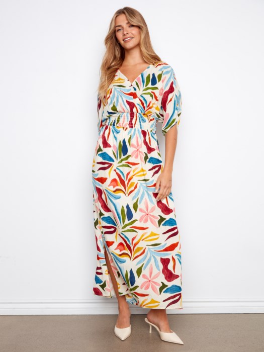 Printed Dolman Sleeve Maxi Dress