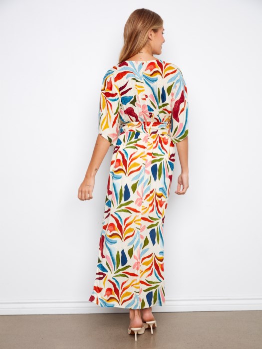 Printed Dolman Sleeve Maxi Dress