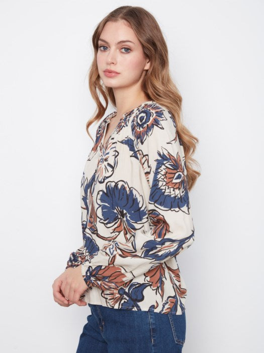 Printed Popover Blouse