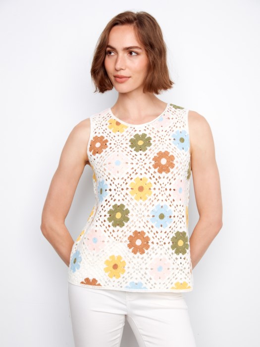 Floral Sleeveless Crochet Top