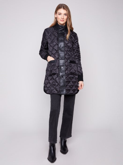Reversible Solid/Jacquard Quilted Puffer