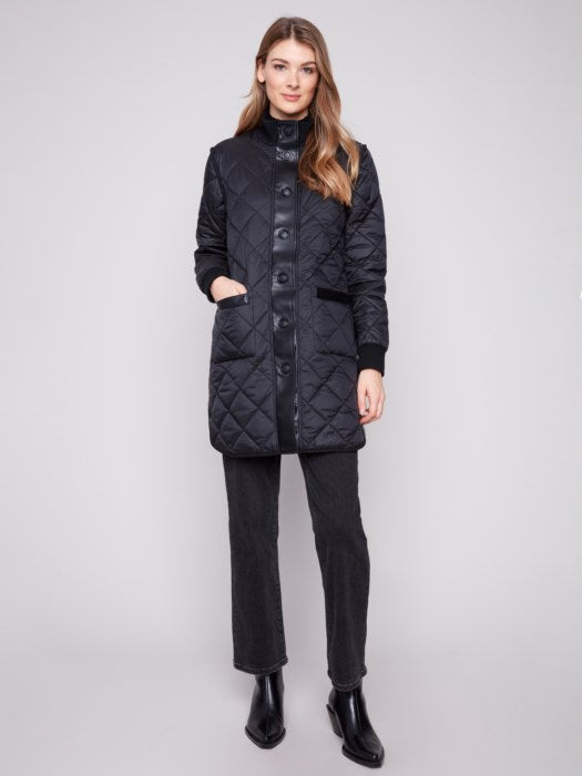 Reversible Solid/Jacquard Quilted Puffer