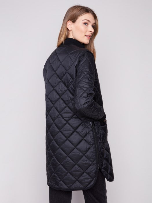 Reversible Solid/Jacquard Quilted Puffer