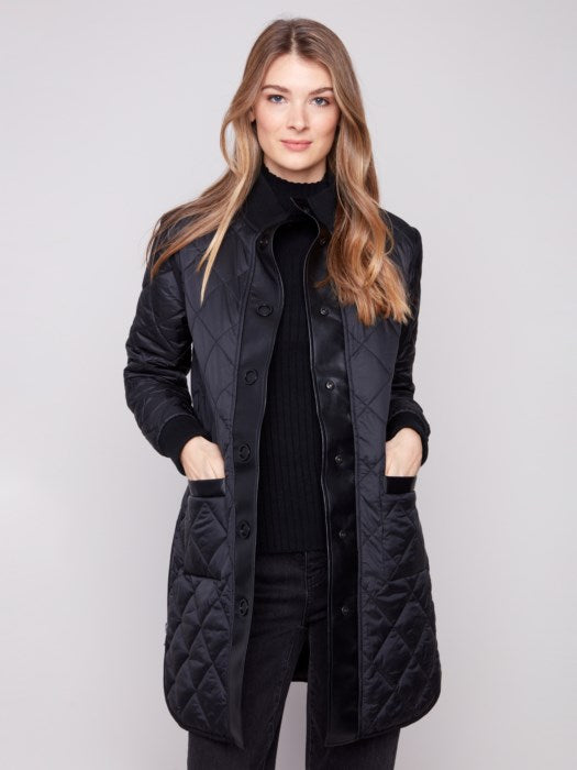 Reversible Solid/Jacquard Quilted Puffer