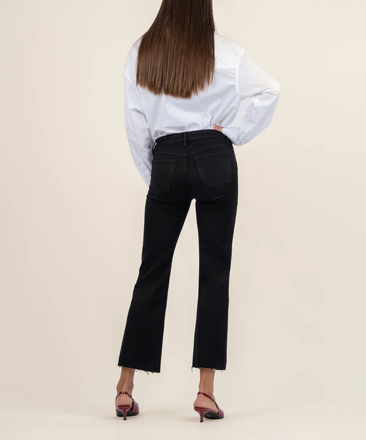 Kelsey Mid Rise Ankle Flare Jeans - BLACK WASH