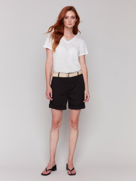 Cuffed Shorts with Belt