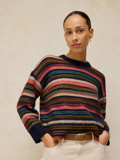 Florence Strip Jumper - NAVY MULTI