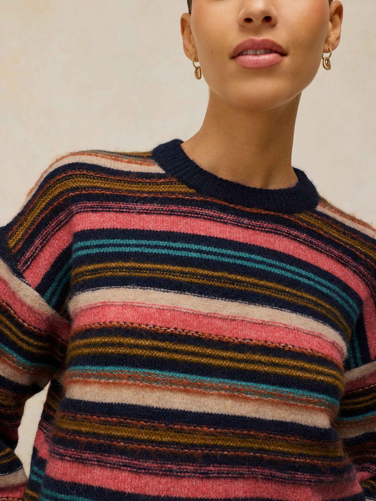 Florence Strip Jumper - NAVY MULTI