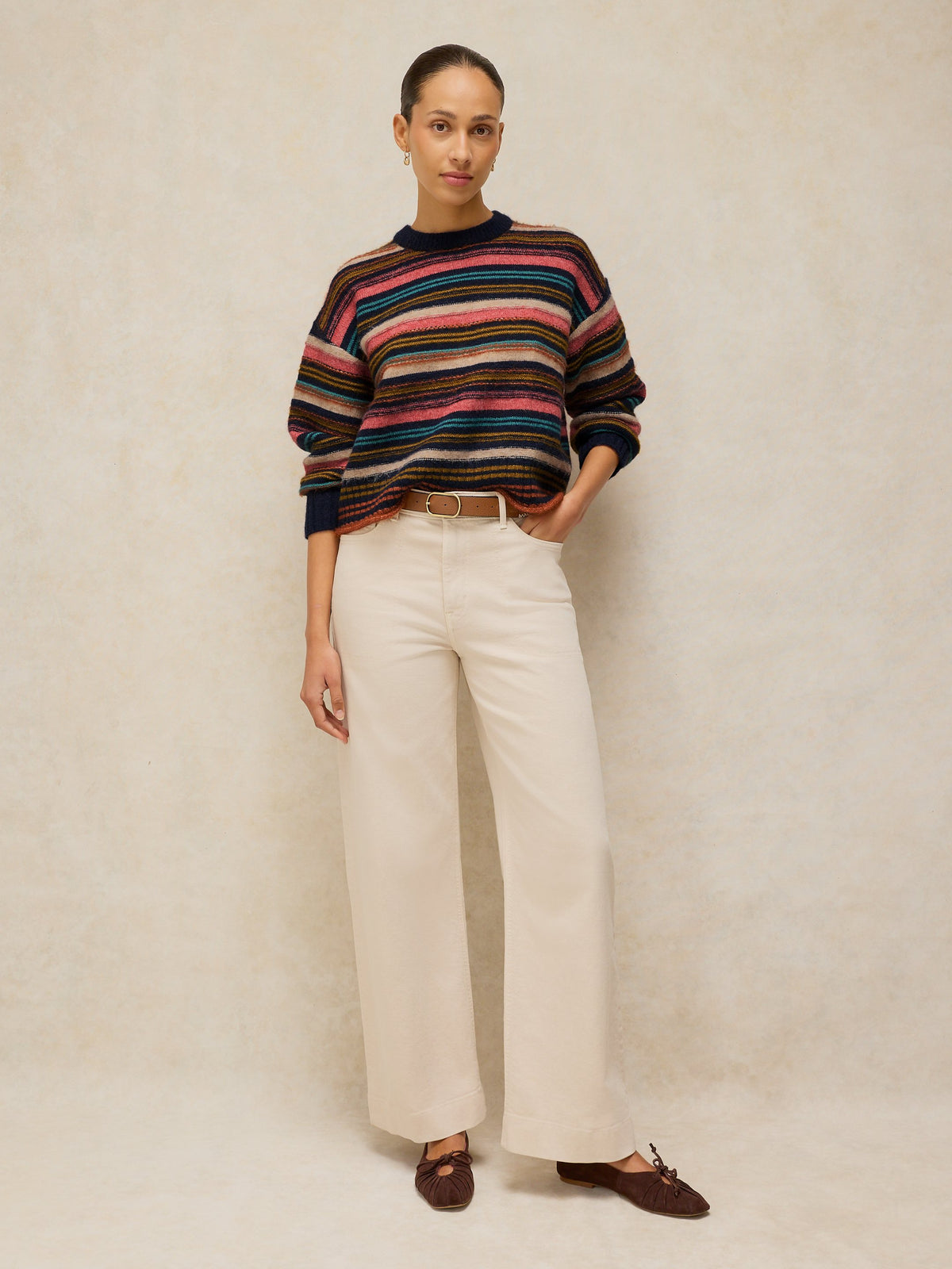 Florence Strip Jumper - NAVY MULTI
