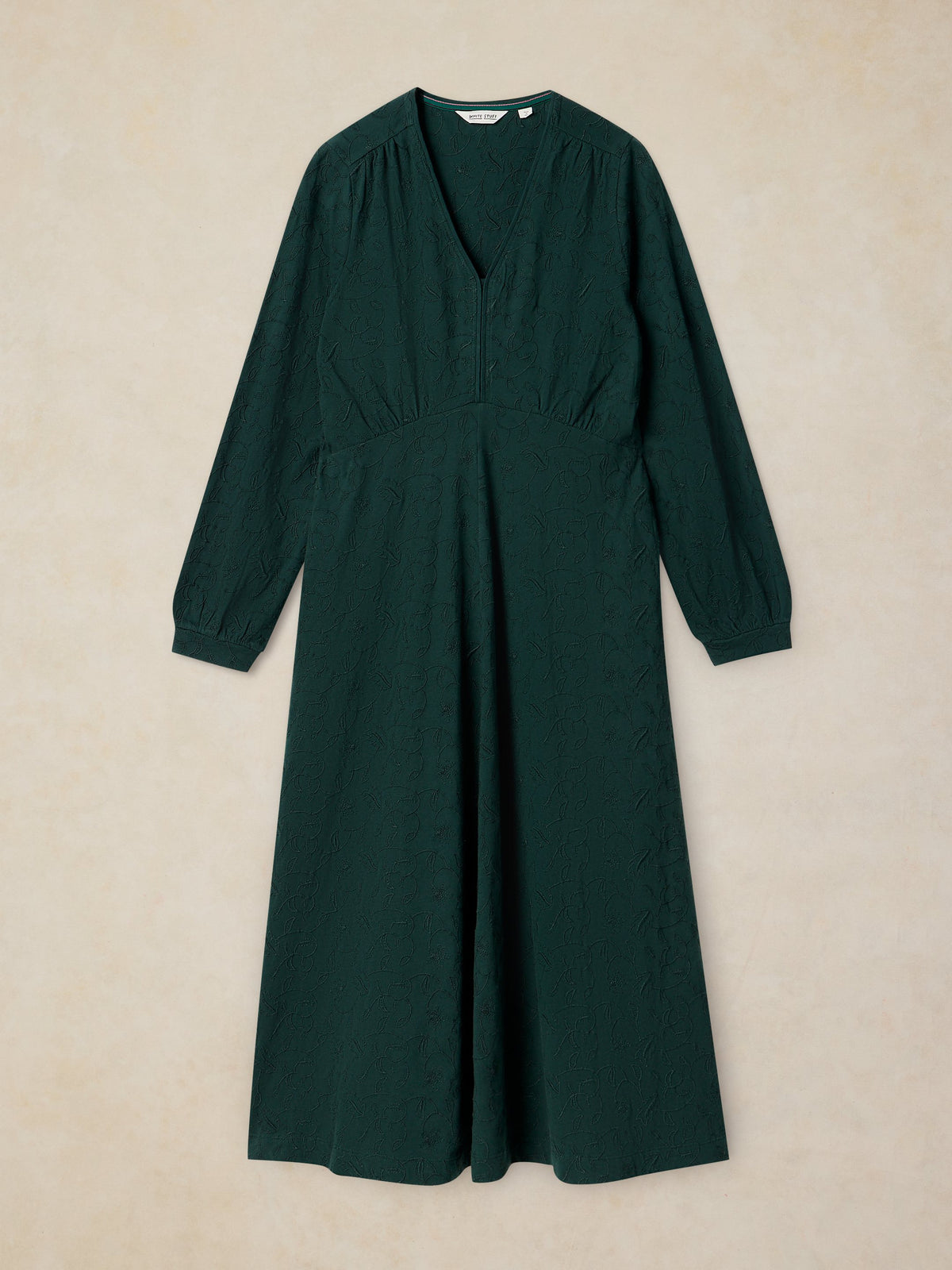 Megan Embroidered Jersey Dress - DARK GREEN