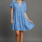 Short Sleeve Ruffle Tiered Dress - A5365