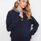Denim Trim Polo Sweater