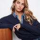 Denim Trim Polo Sweater