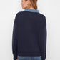 Denim Trim Polo Sweater