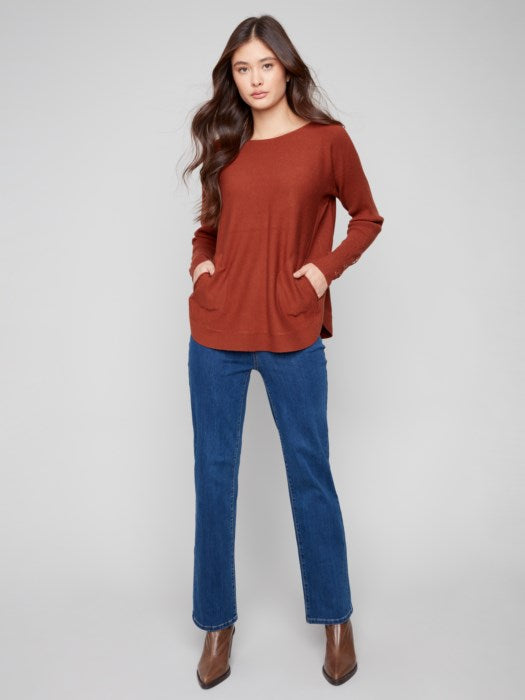 Knit Sweater With Lace-Up Cuffs