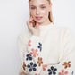 Mock Neck Sweater With Embroidered Flowers - C2689RR