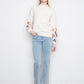 Mock Neck Sweater With Embroidered Flowers - C2689RR