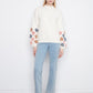 Mock Neck Sweater With Embroidered Flowers - C2689RR