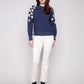 Crew Neck Sweater With Embroidered Flowers