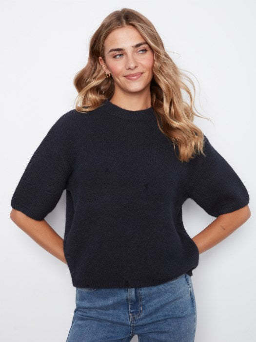 Balloon Elbow Sleeve Knit Sweater - C2858R