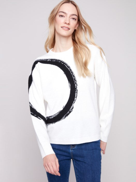 Placed Jacquard Crew Neck Sweater