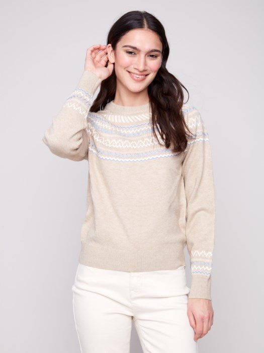 Raglan Long Sleeves Jacquard Sweater