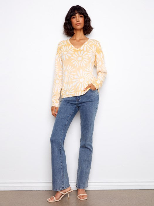 Reversible Printed V-Neck Sweater