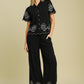 Floral Embroidered Wide Leg Pants - C4279-P