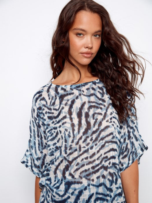 Printed Dolman Blouse