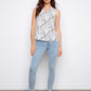 Printed Sleeveless Ruffle Neck Top