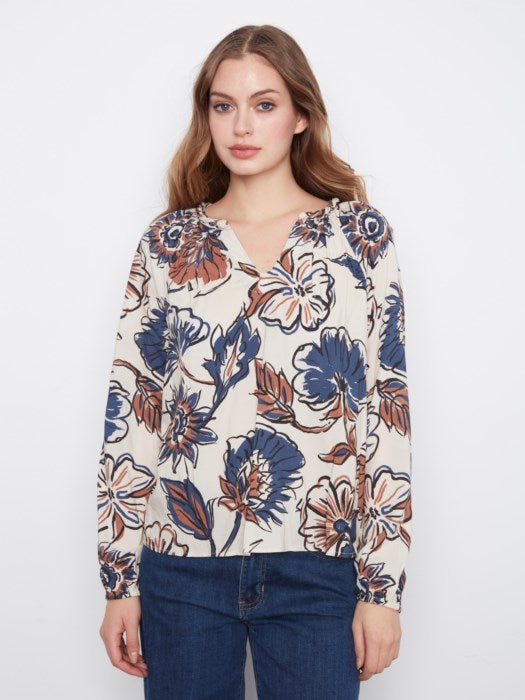 Printed Popover Blouse