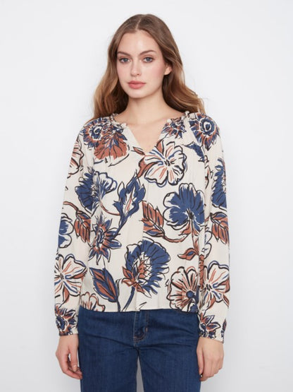 Printed Popover Blouse