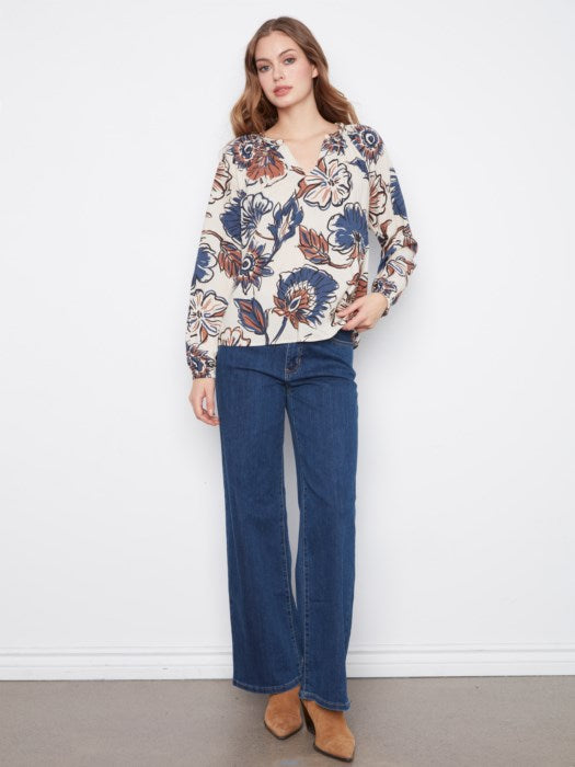 Printed Popover Blouse