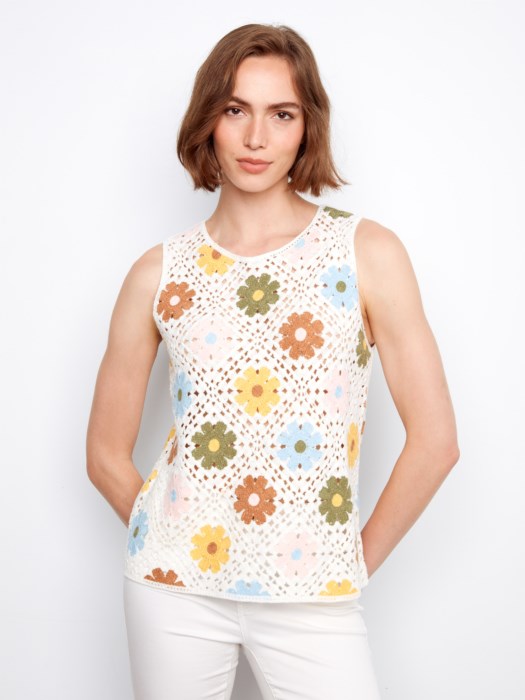 Floral Sleeveless Crochet Top