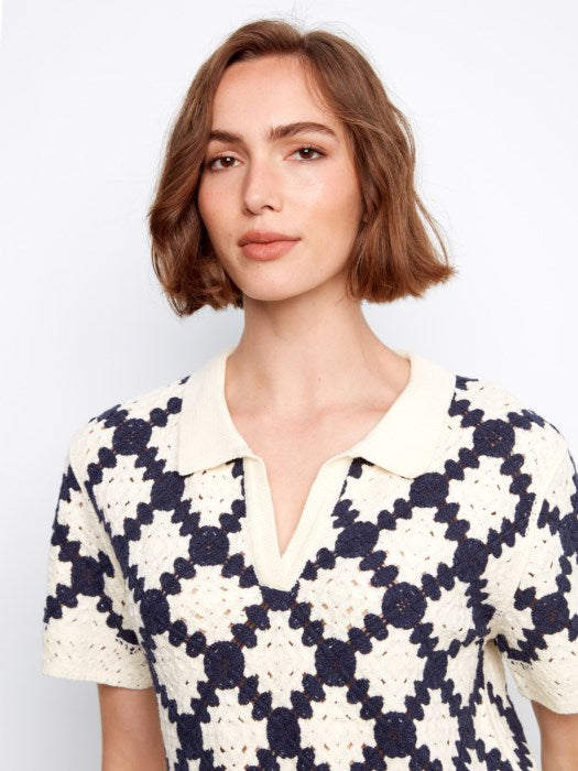 Johnny Collar Crochet Top