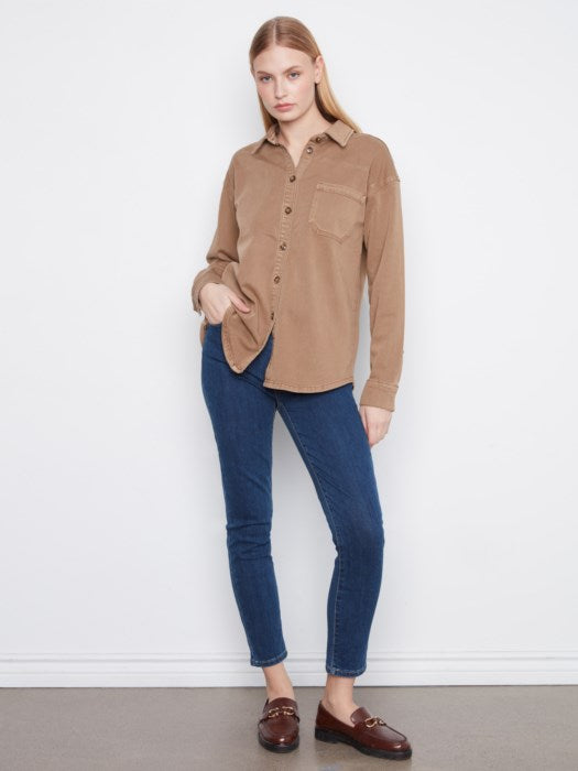 Button-Front Twill Overshirt