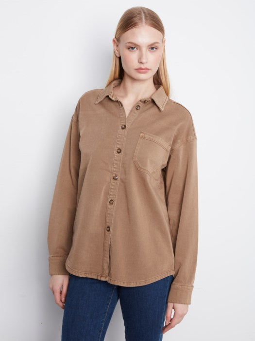 Button-Front Twill Overshirt