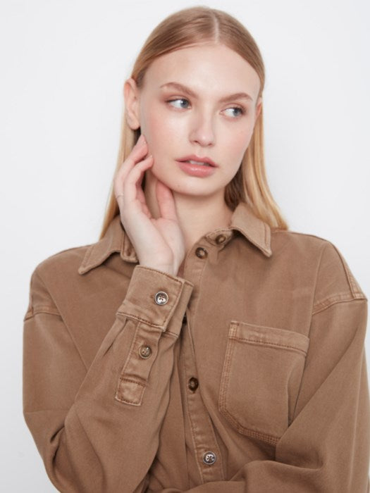 Button-Front Twill Overshirt