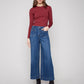Cropped Patch Pocket Flare Stretch Denim Pants