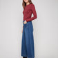 Cropped Patch Pocket Flare Stretch Denim Pants