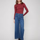 Cropped Patch Pocket Flare Stretch Denim Pants