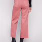 Cropped Wide Leg Coloured Twill Pants With Rectangular Patch