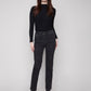 Straight Leg Stretch Denim Pants With Allover Tonal Embroide