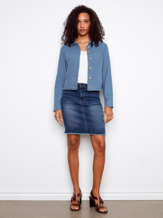 Linen Frayed Hem Jacket