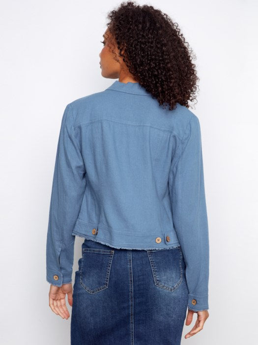 Linen Frayed Hem Jacket